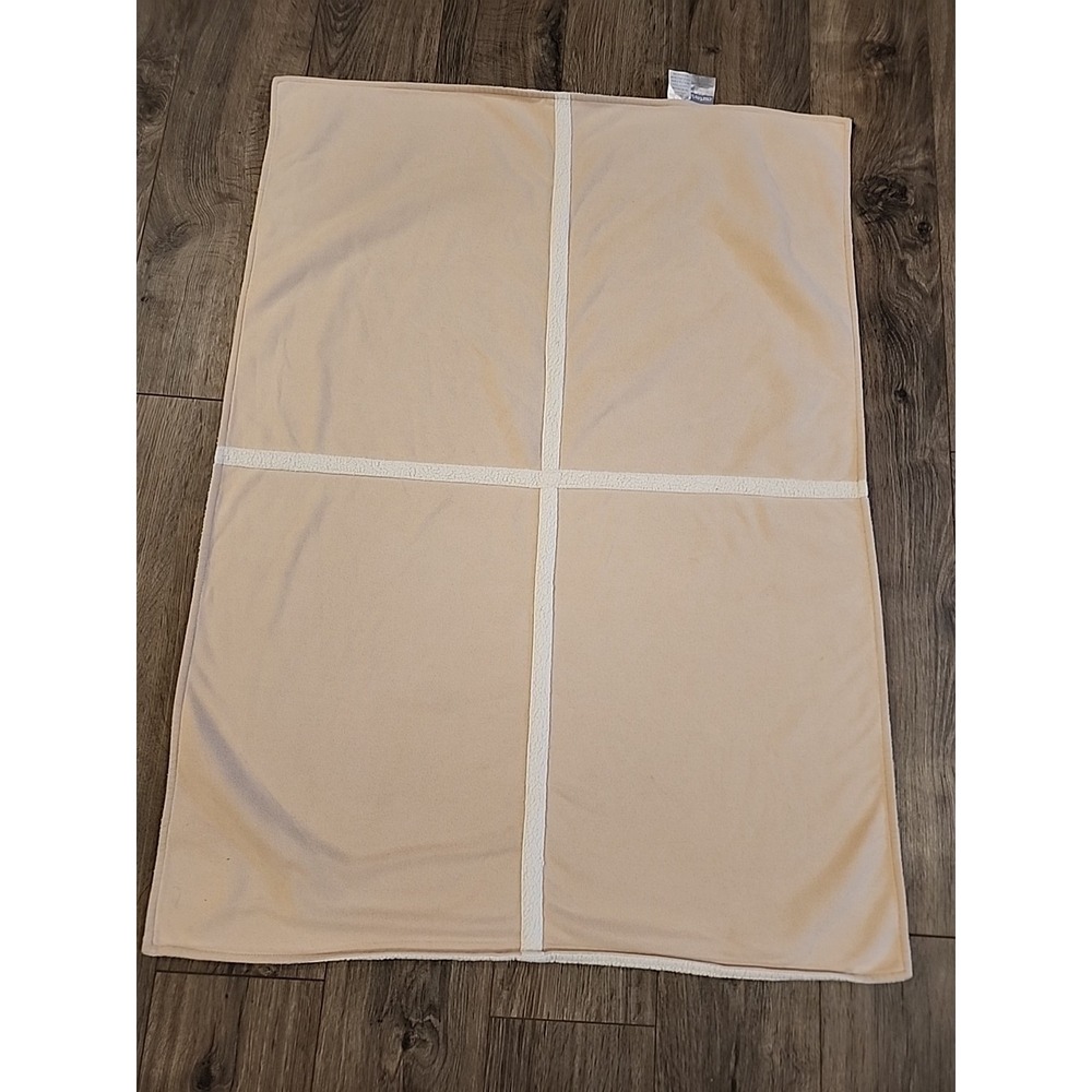 Carters Tan Faux Suede Leather Sherpa Fleece Security Blanket Lovey 2005 Vintage